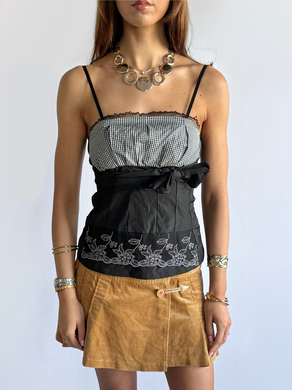 Gingham Mesh Cami - Size M