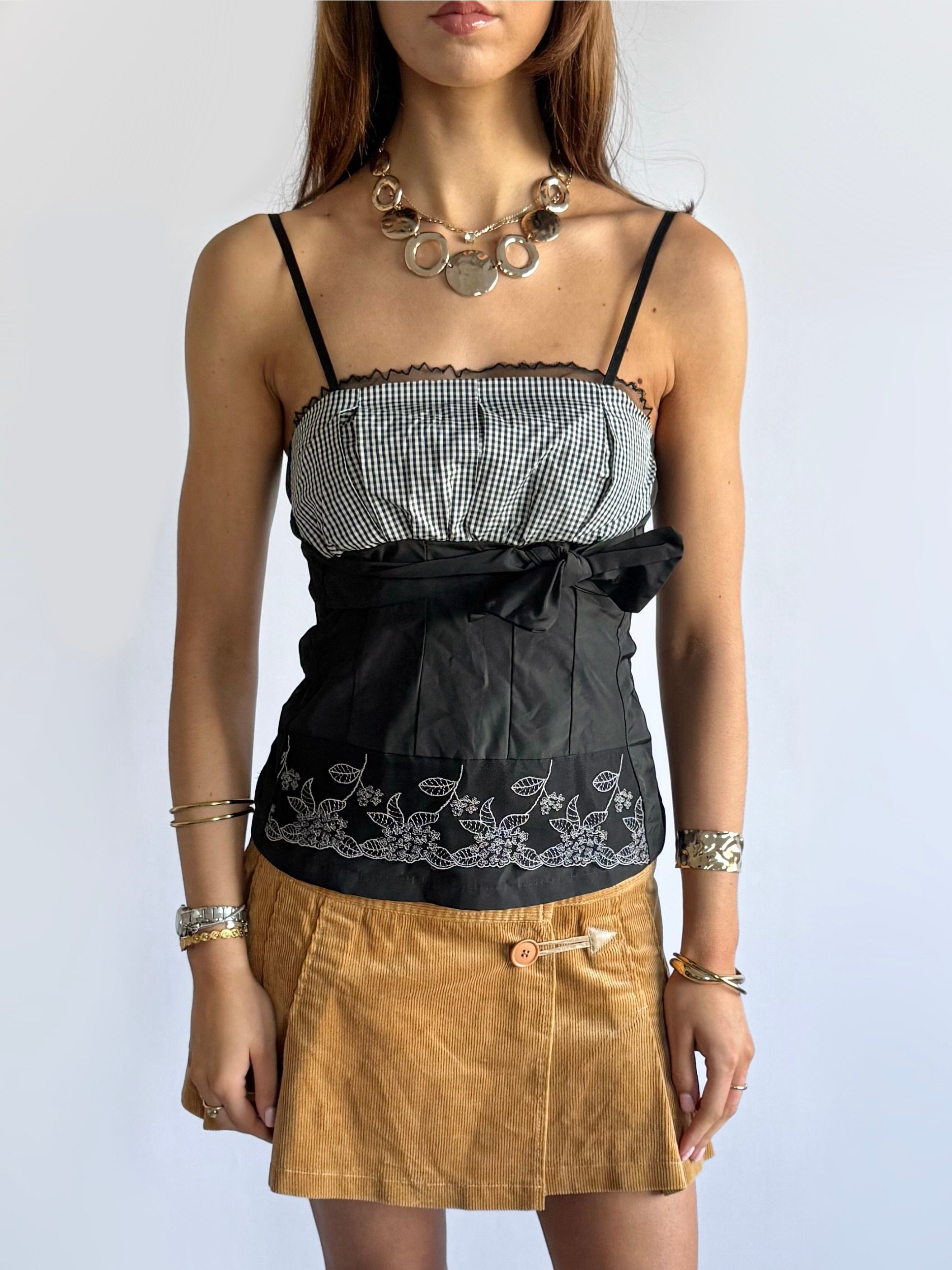 Gingham Mesh Cami - Size M