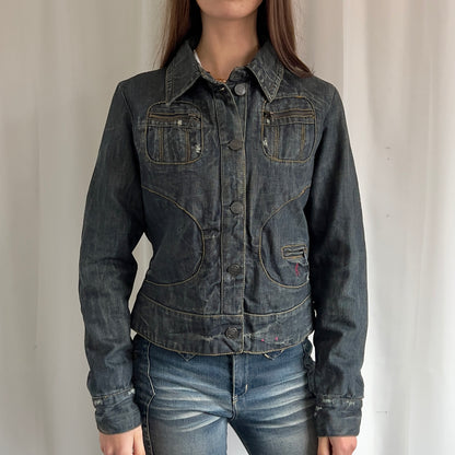 90s Denim Button Up Jacket - Size M