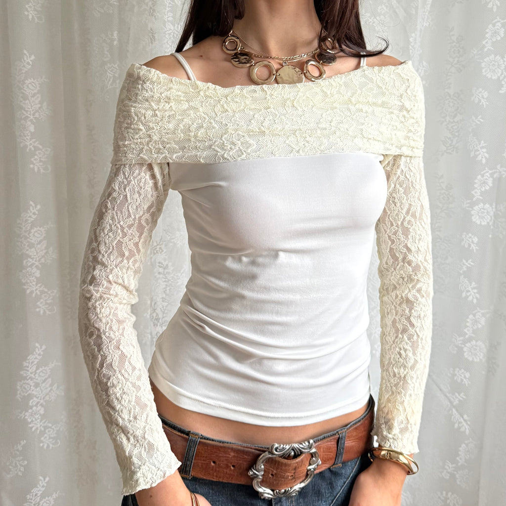 Lace Long Sleeve Top - Size S