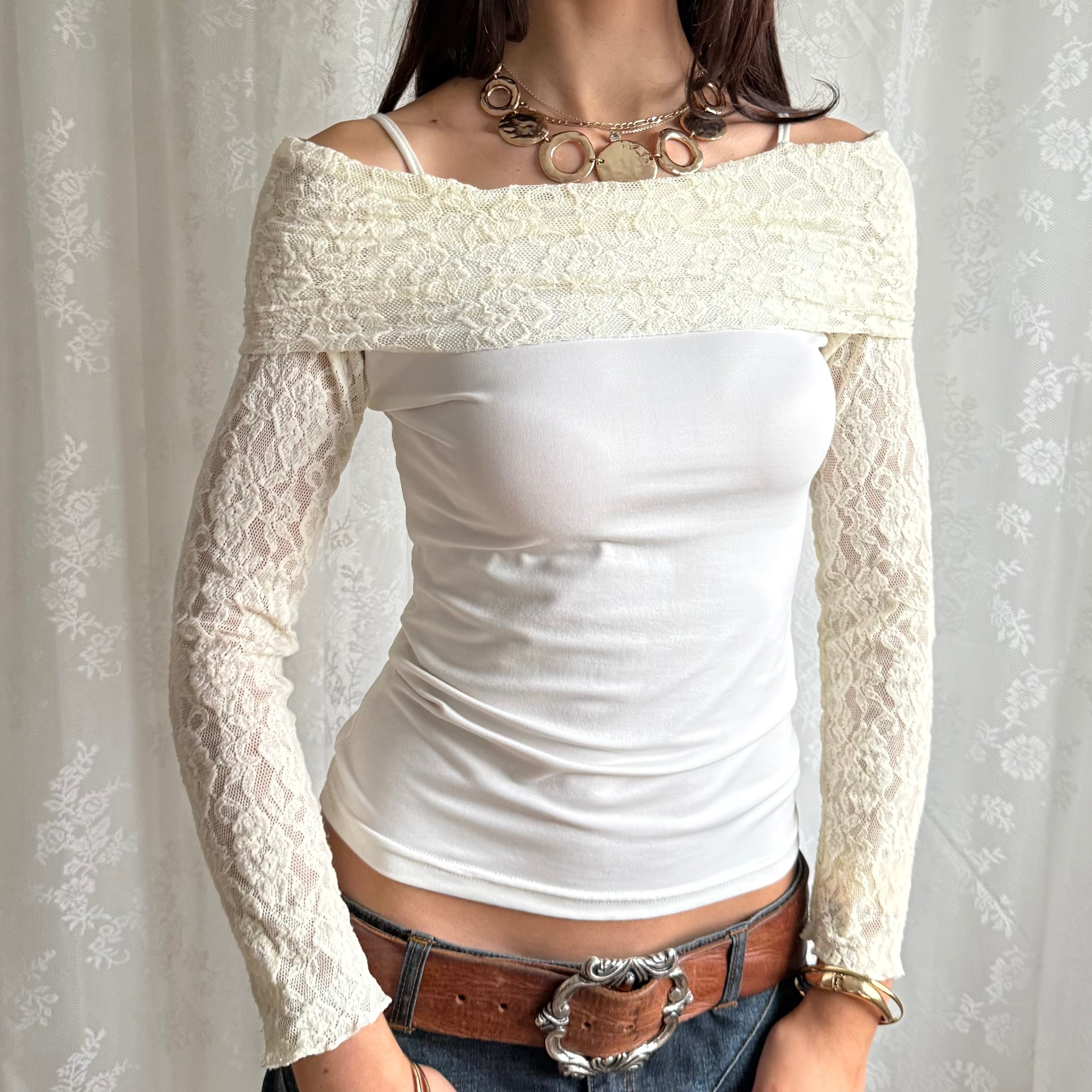 Lace Long Sleeve Top - Size S
