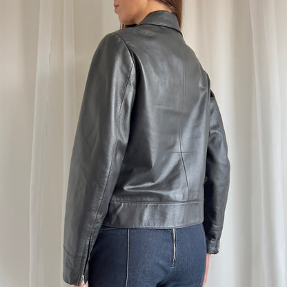 00s Genuine Leather Zip Jacket - Size L