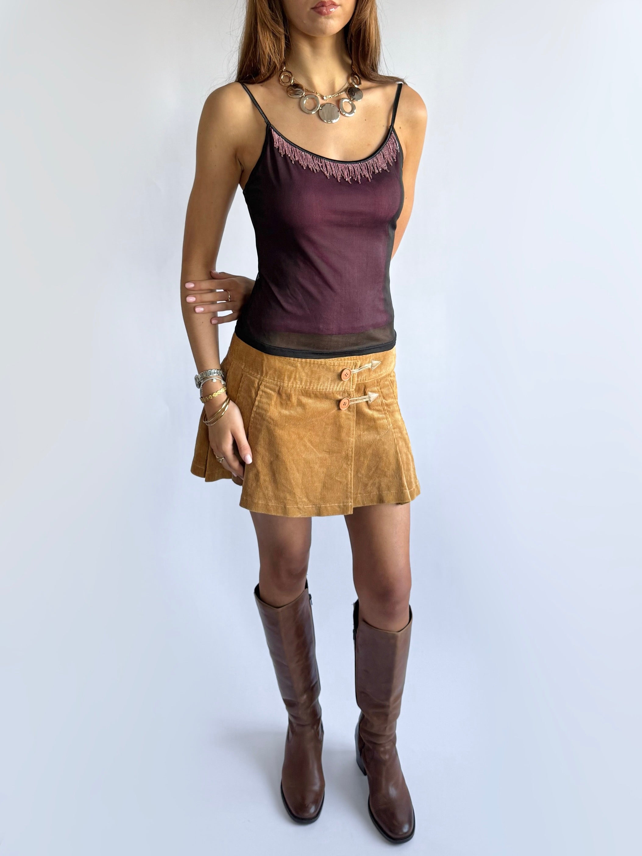 Beaded Mesh Cami - Size M