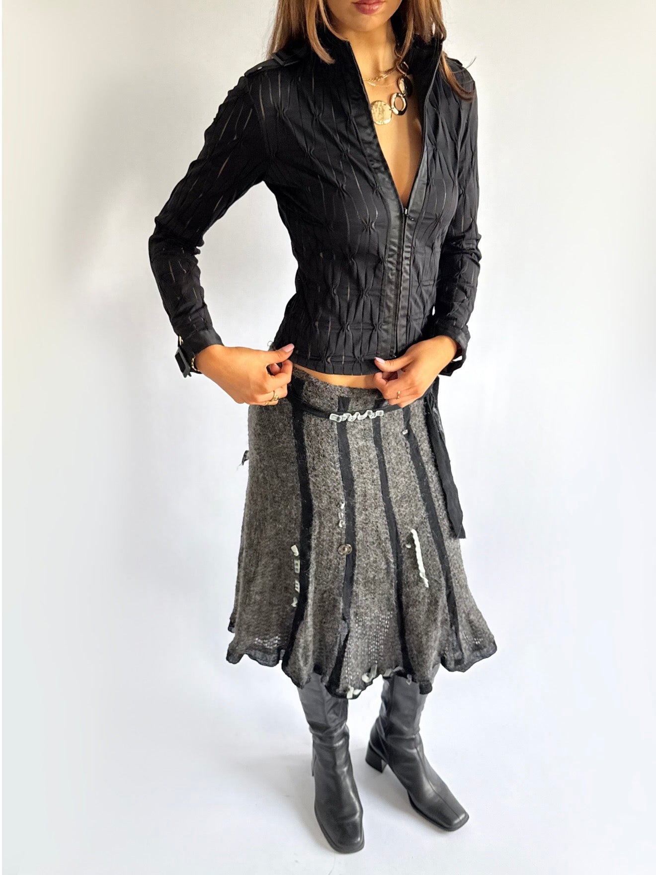 Sheer Zip Shirt - Size S