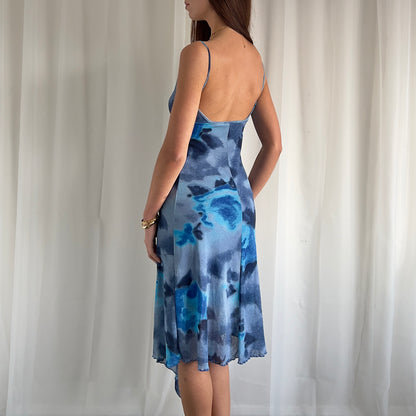 90s Asymmetric Floral Midi Dress - Size M