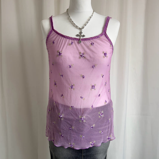 90s Mesh Floral Cami - Size L