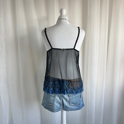 90s Mesh Lace Corset Cami - Size L