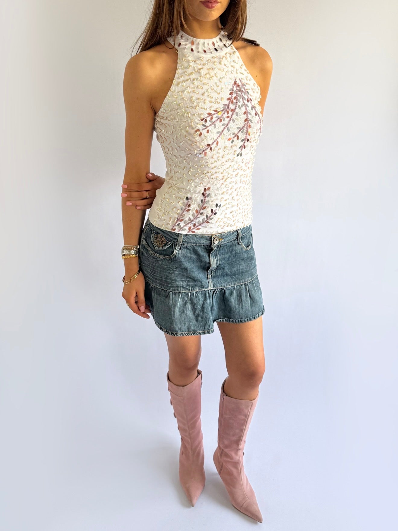 Beaded Sequin Top - Size S