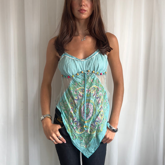 00s Asymmetric Sheer Cami Top - Size M