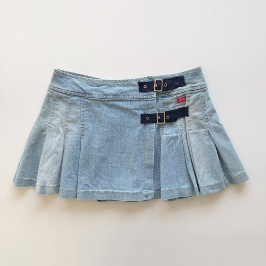 00s Pleated Denim Micro Mini Skirt - Size M