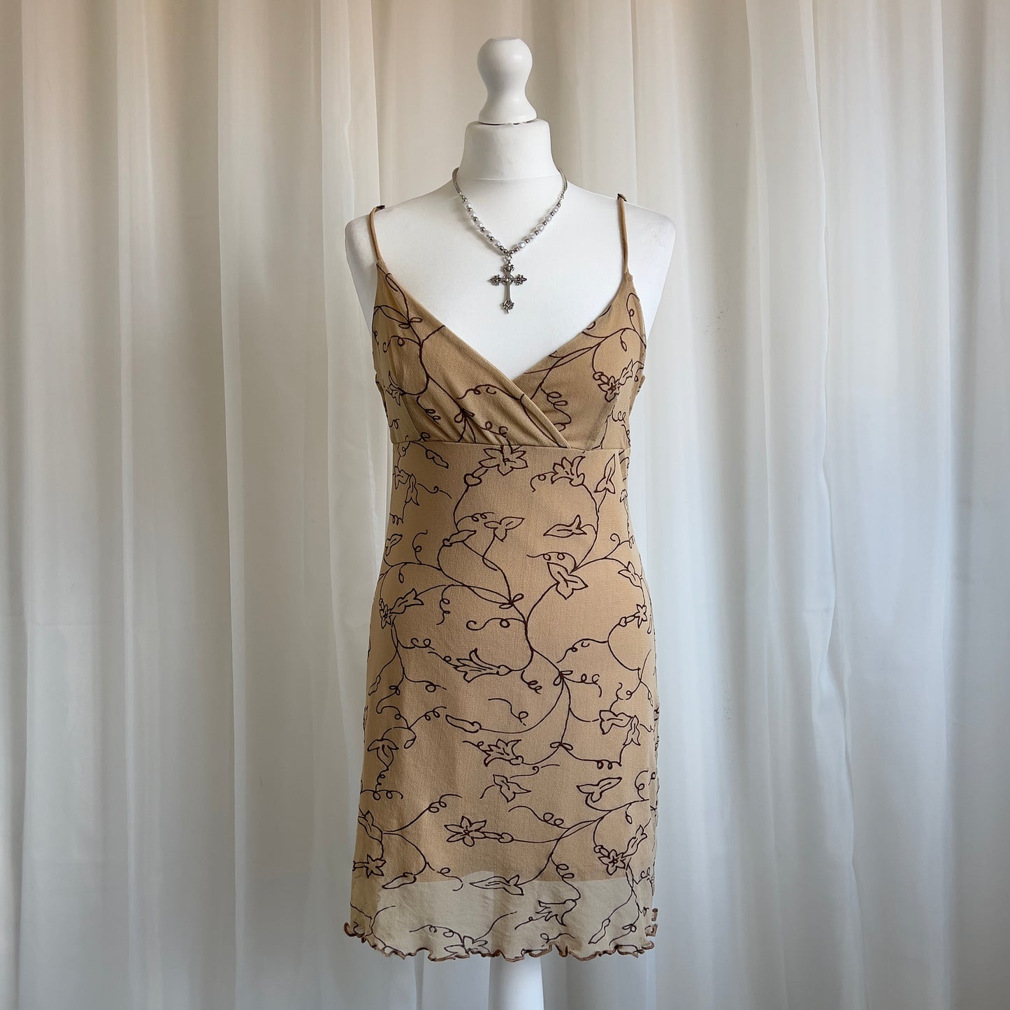 00s Floral Mesh Mini Dress - Size M