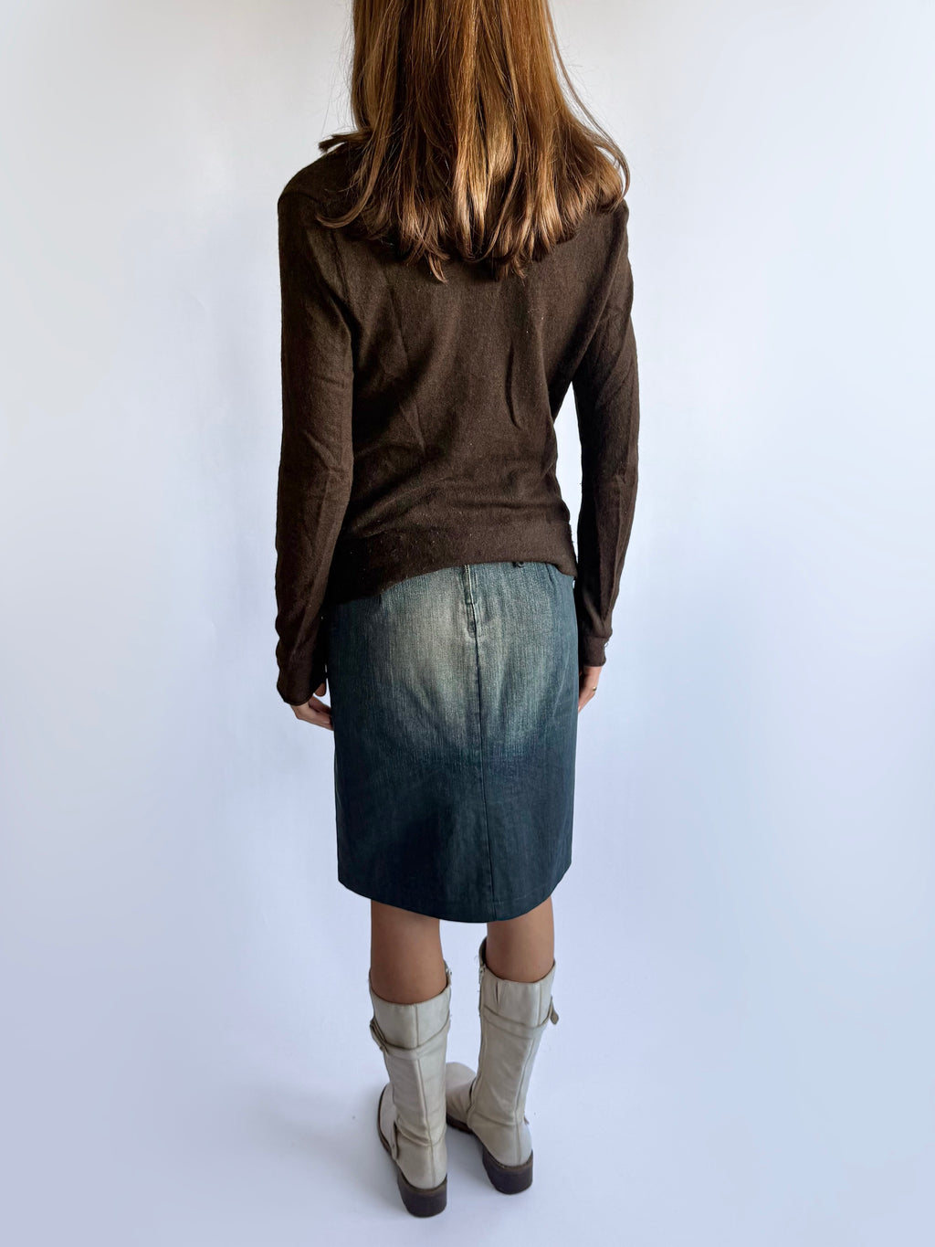 Wool Knit Cowl Neck Jumper - Size L