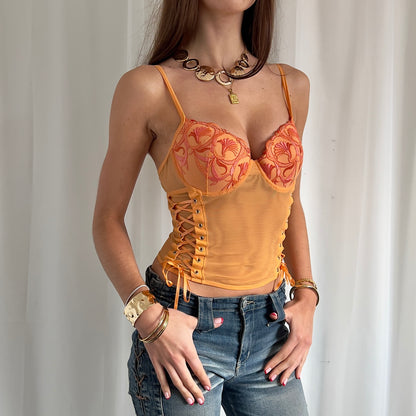 90s Lace Up Corset Cami - Size M