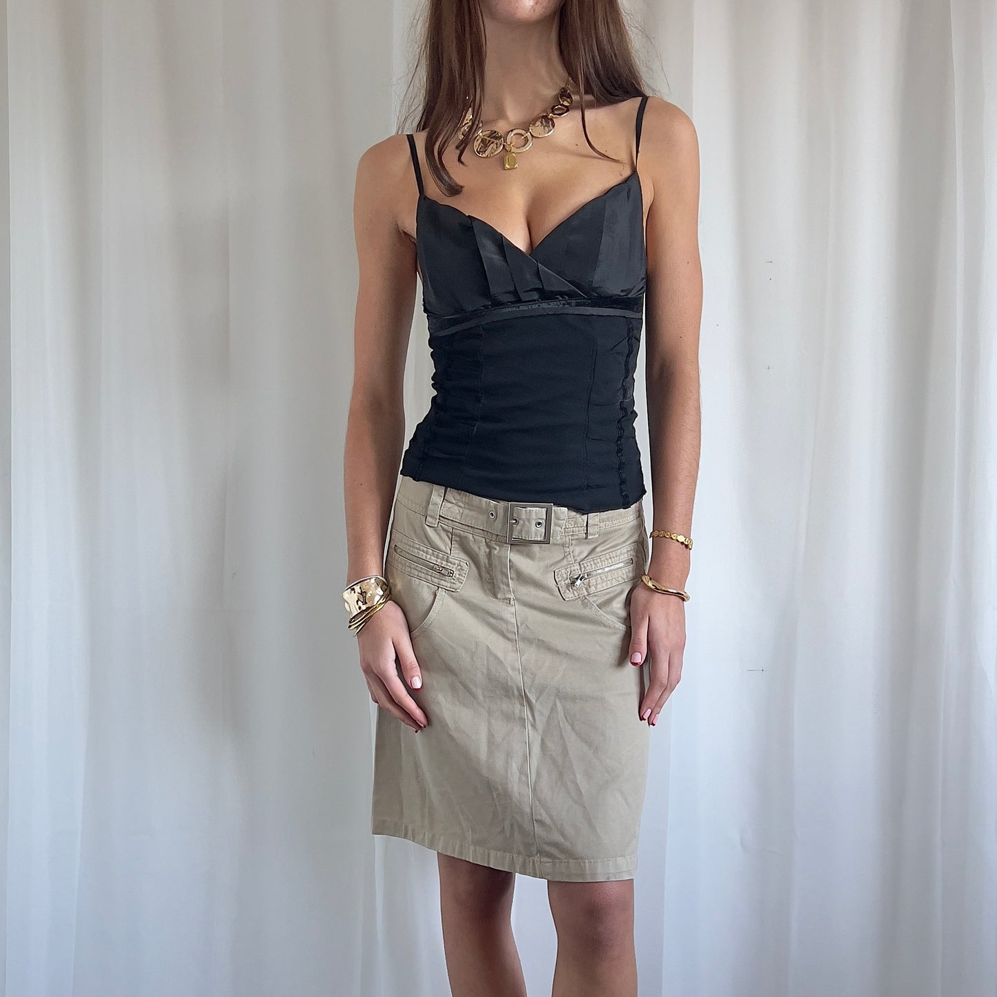 90s Buckle Midi Skirt - Size S