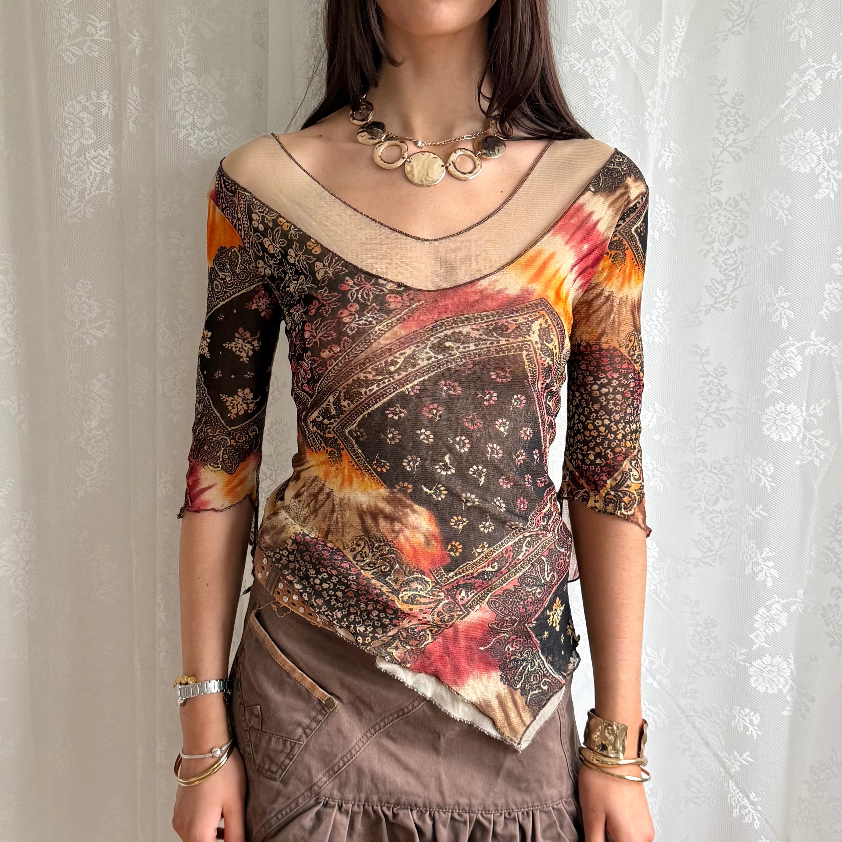 Mesh Long Sleeve Top - Size S