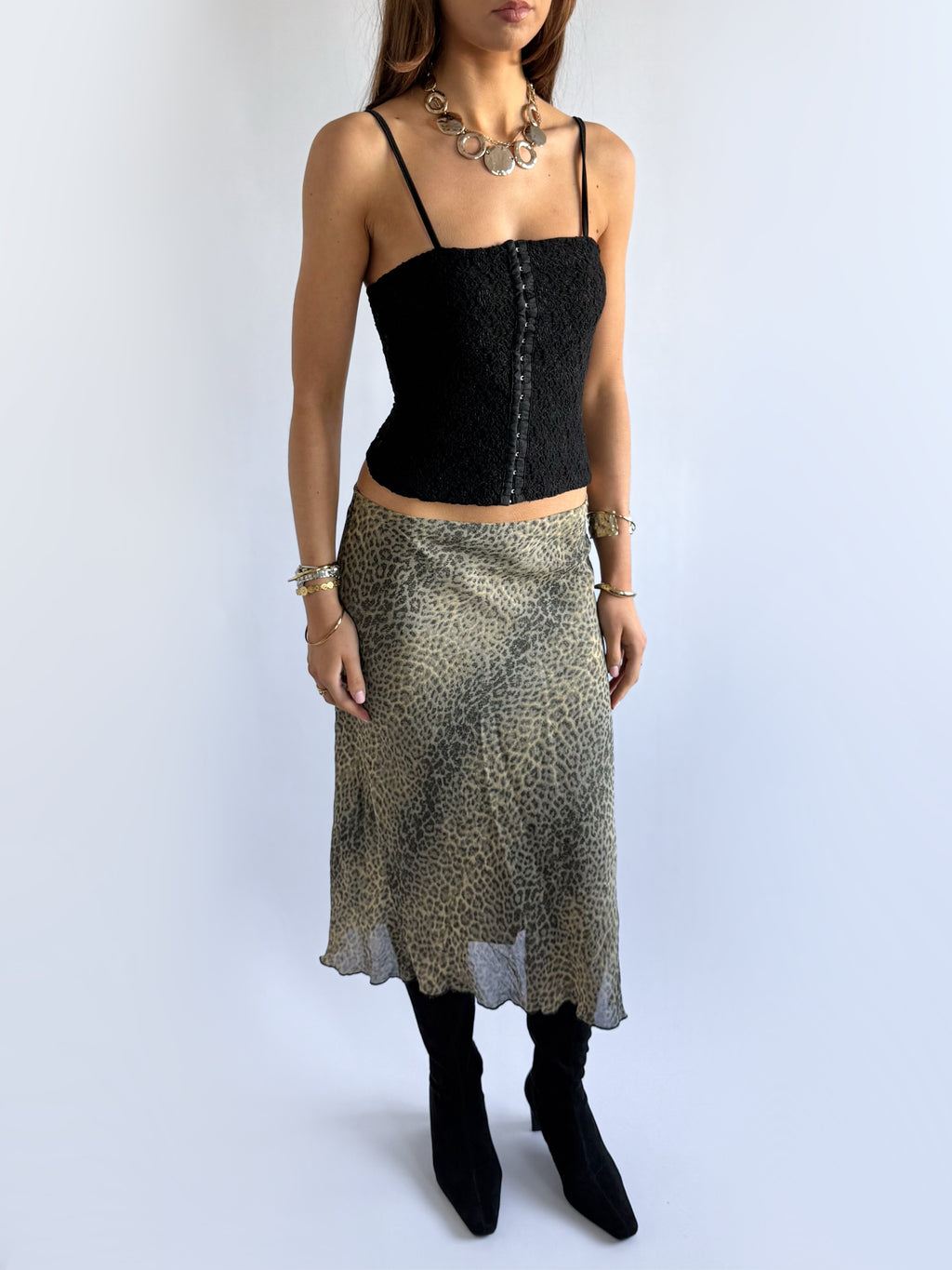 Leopard Midi Skirt - Size M