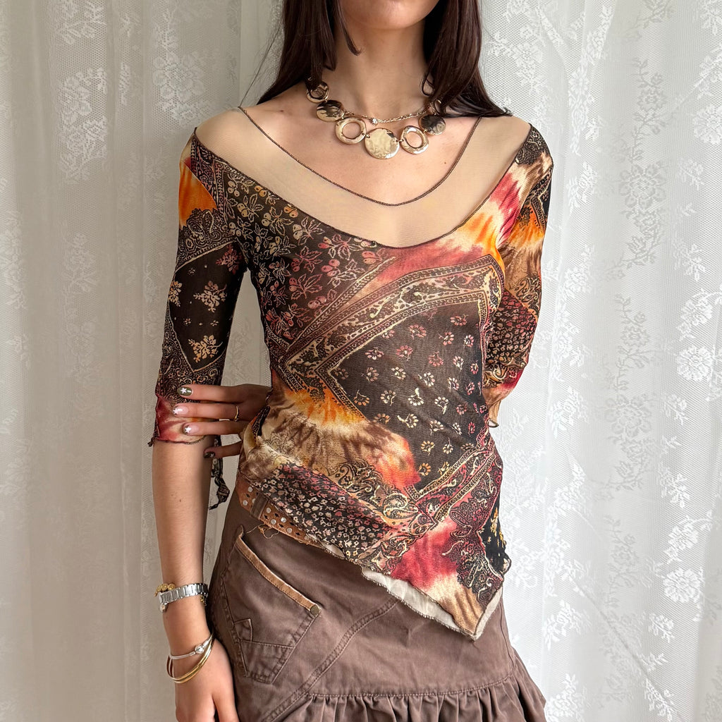 Mesh Long Sleeve Top - Size S