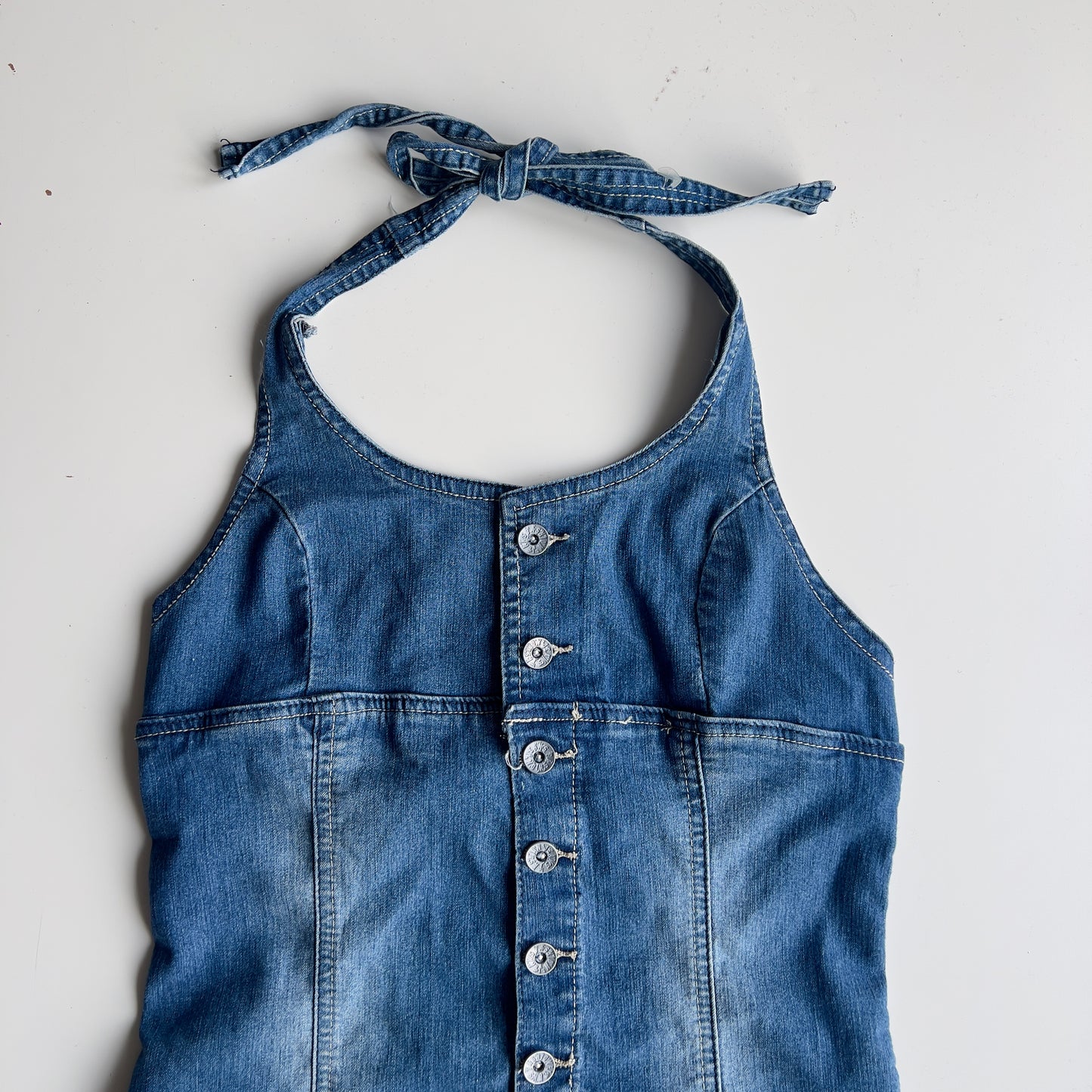 00s Denim Halter Mini Dress - Size XS