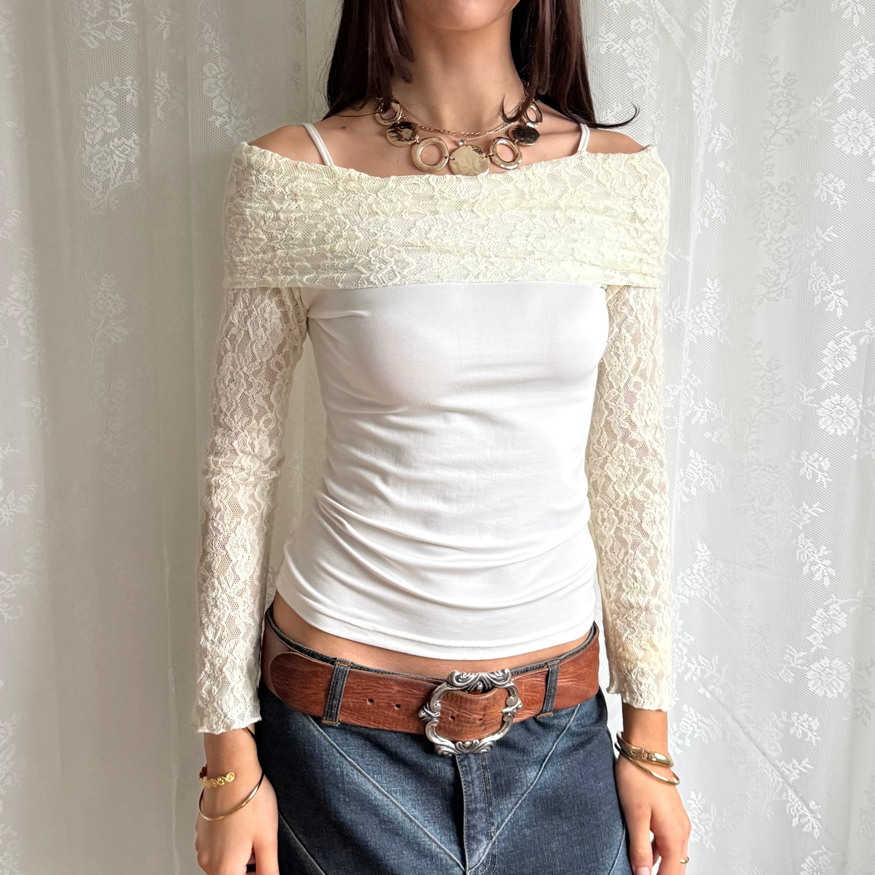 Lace Long Sleeve Top - Size S