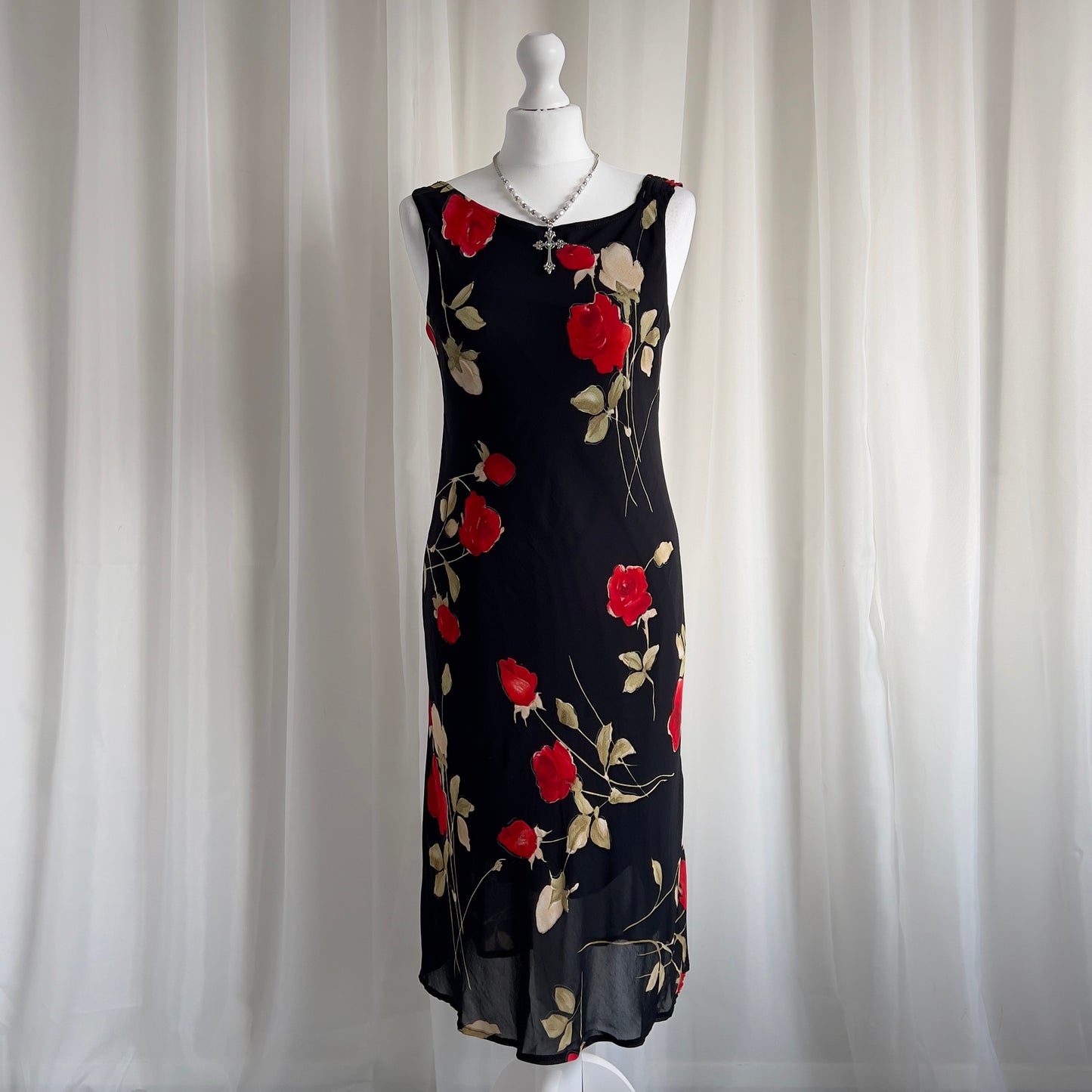 90s Floral Midi Dress - Size S