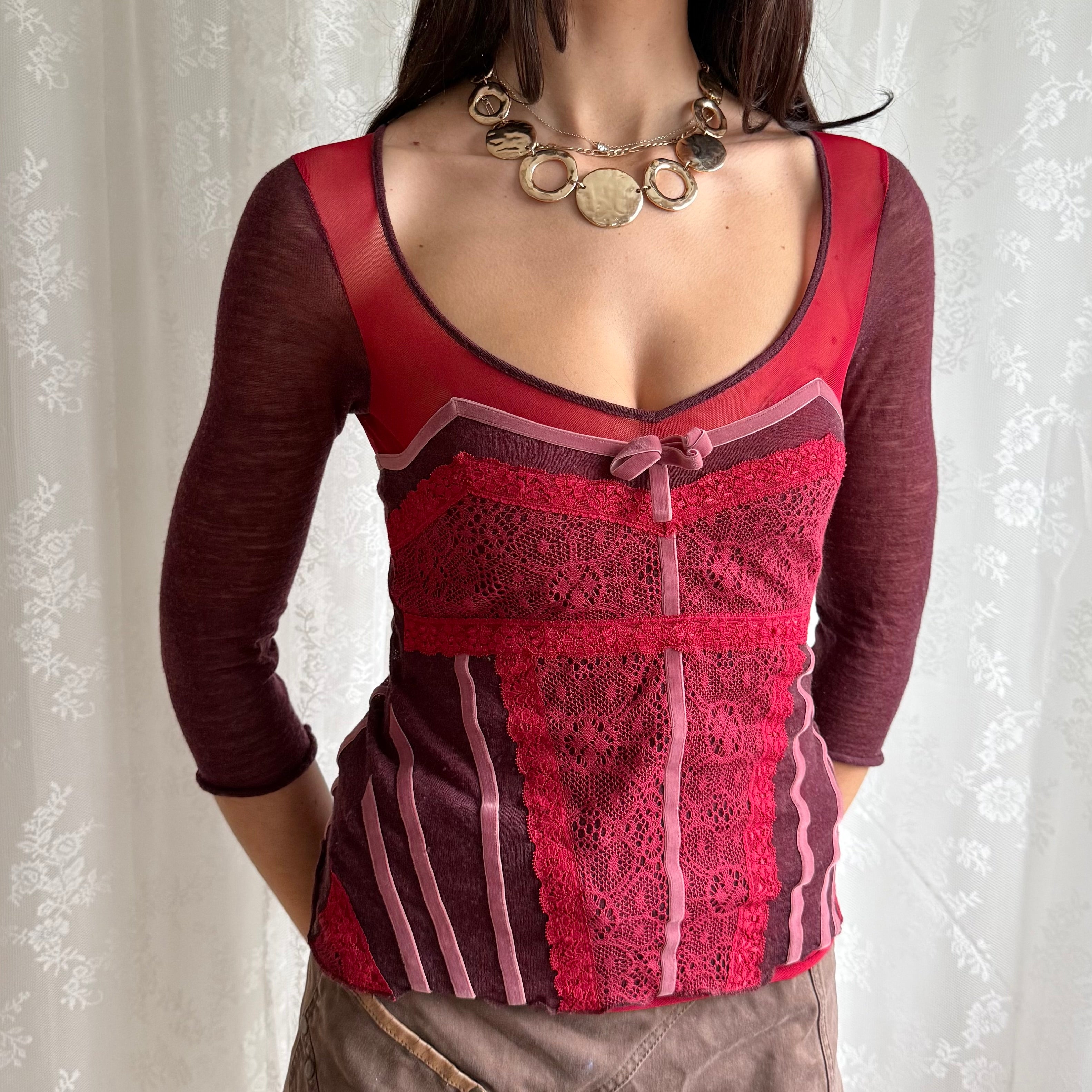 Knit Lace Crop Top - Size S