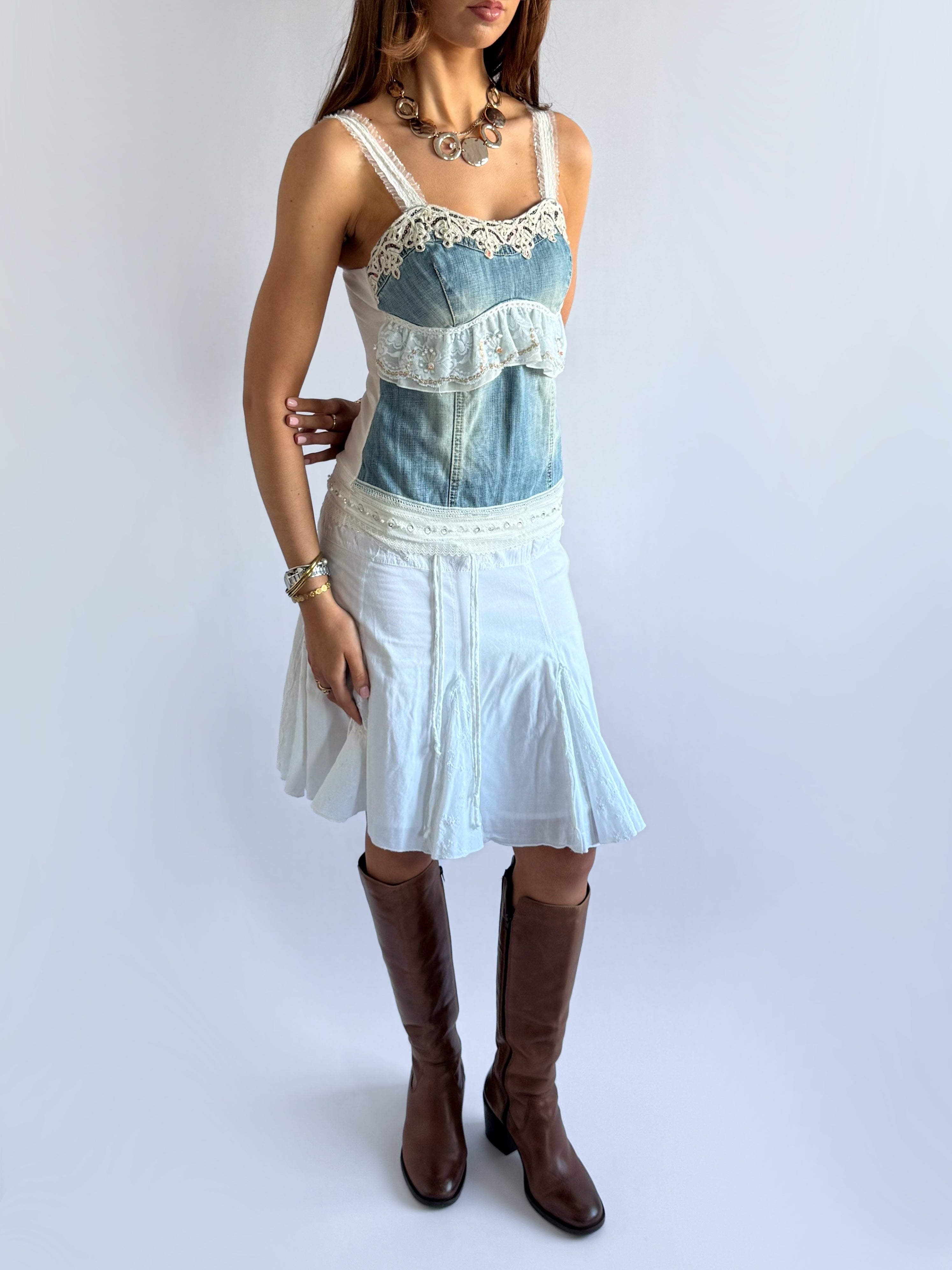 Denim Lace Cami - Size M