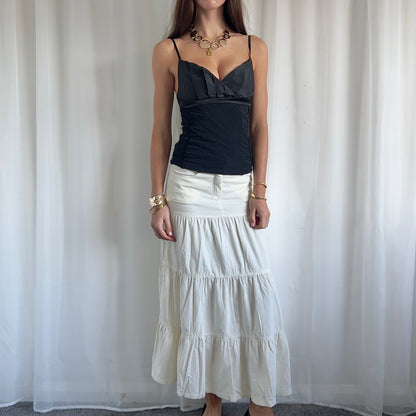 90s Tiered Maxi Skirt - Size S