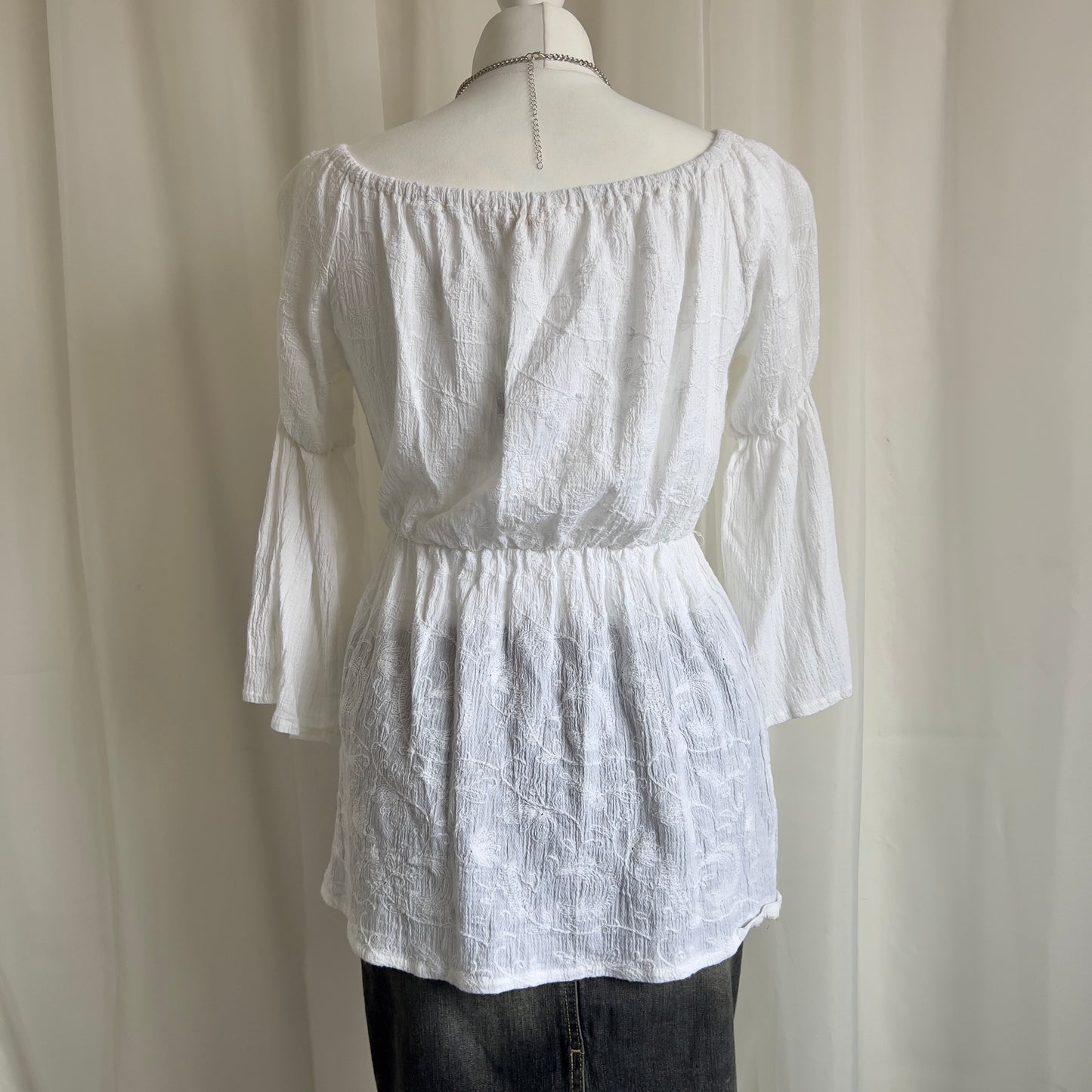 90s Off The Shoulder Milkmaid Top - Size M