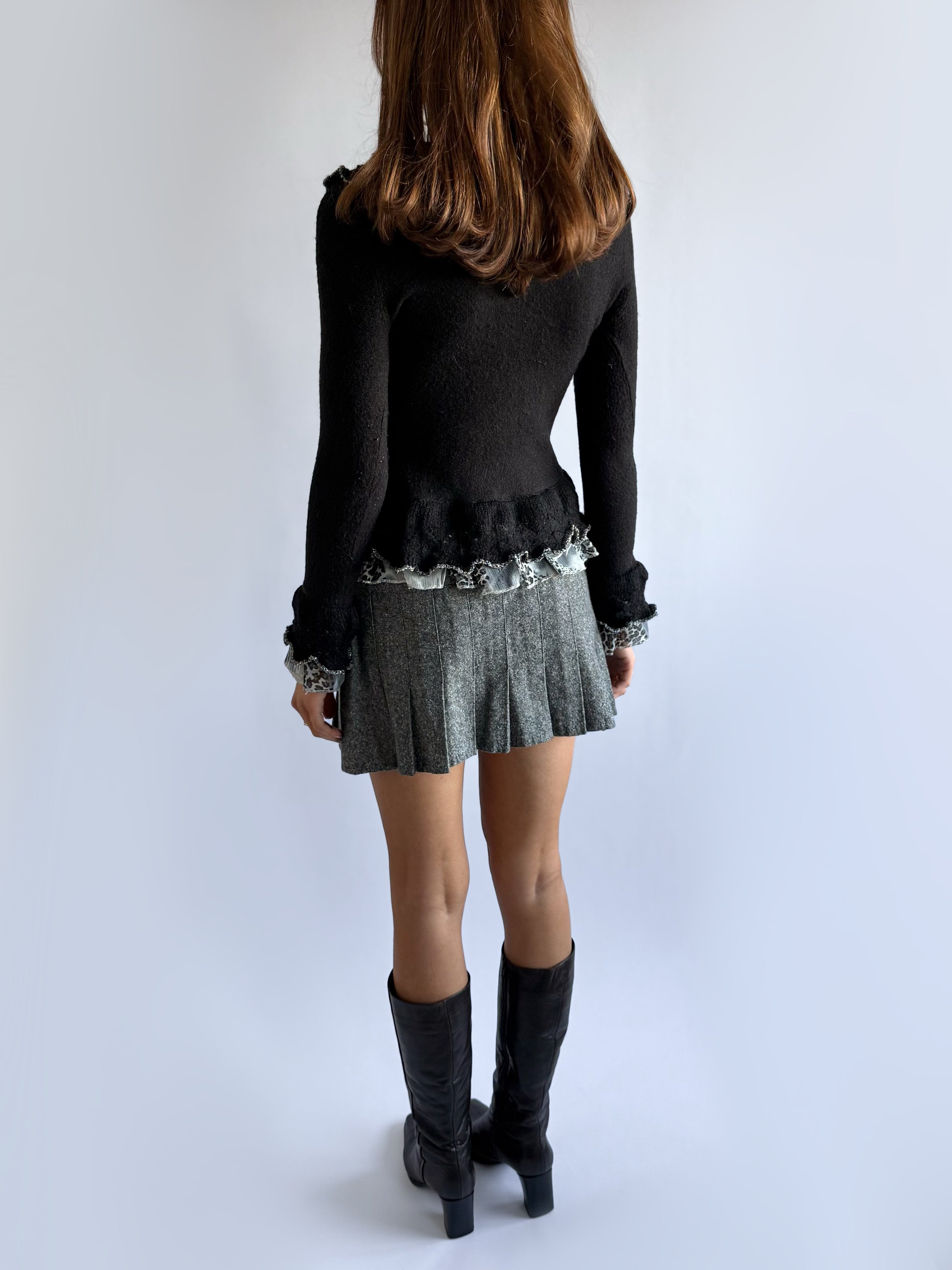 Wool Pleated Mini Skirt - Size M