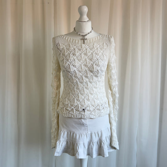 00s Crochet Knit Jumper - Size S