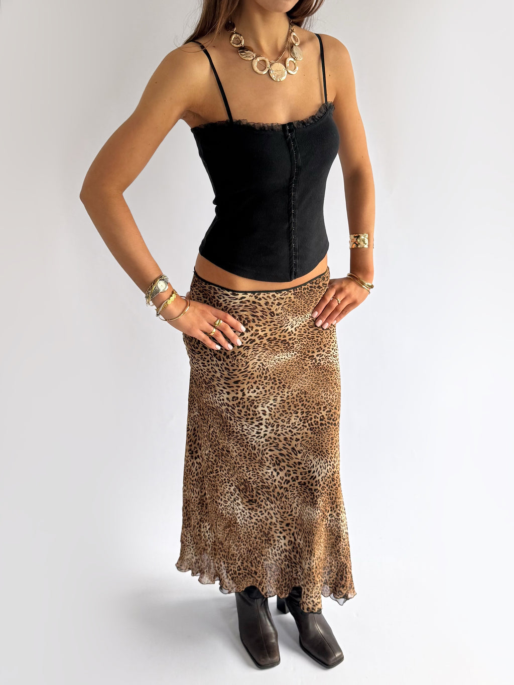 Leopard Maxi Skirt - Size L