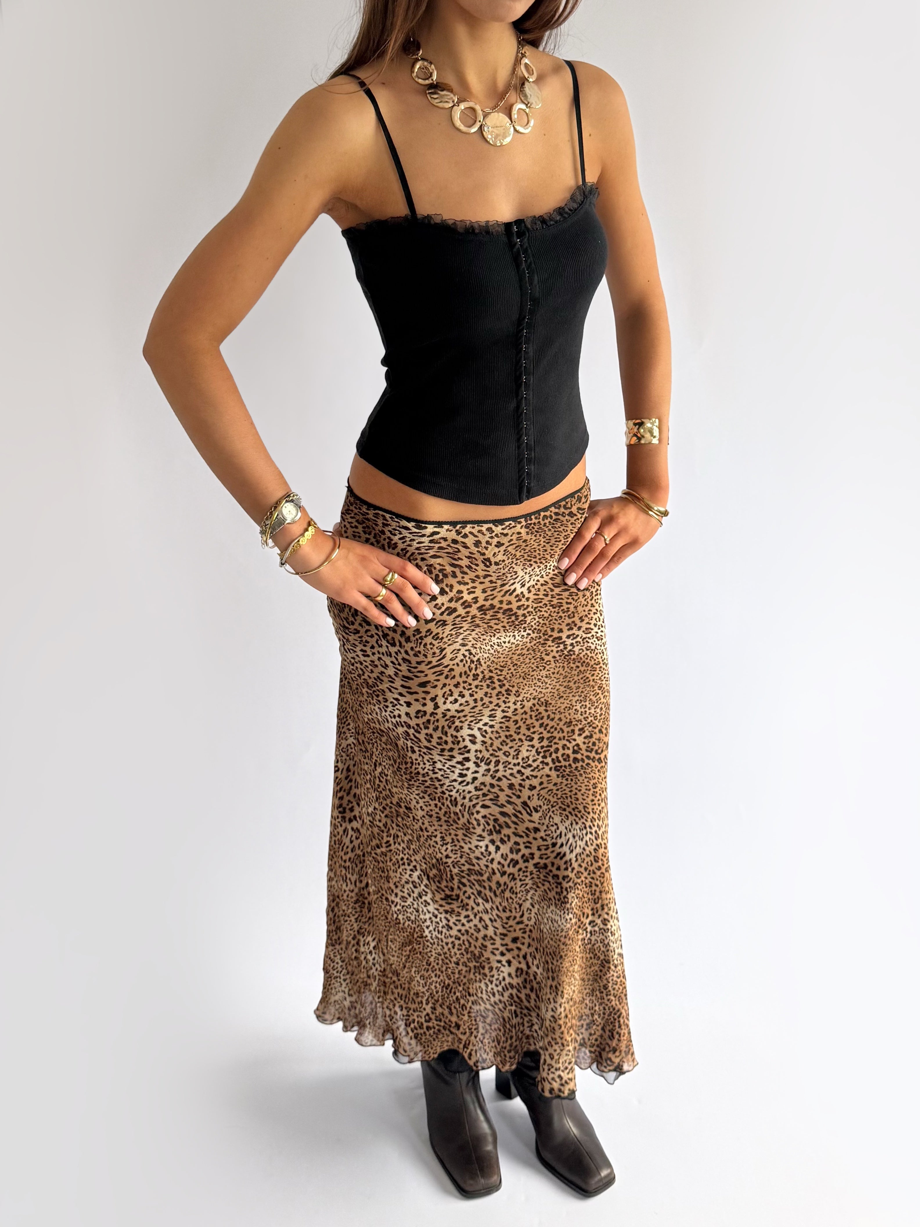 Leopard Maxi Skirt - Size L
