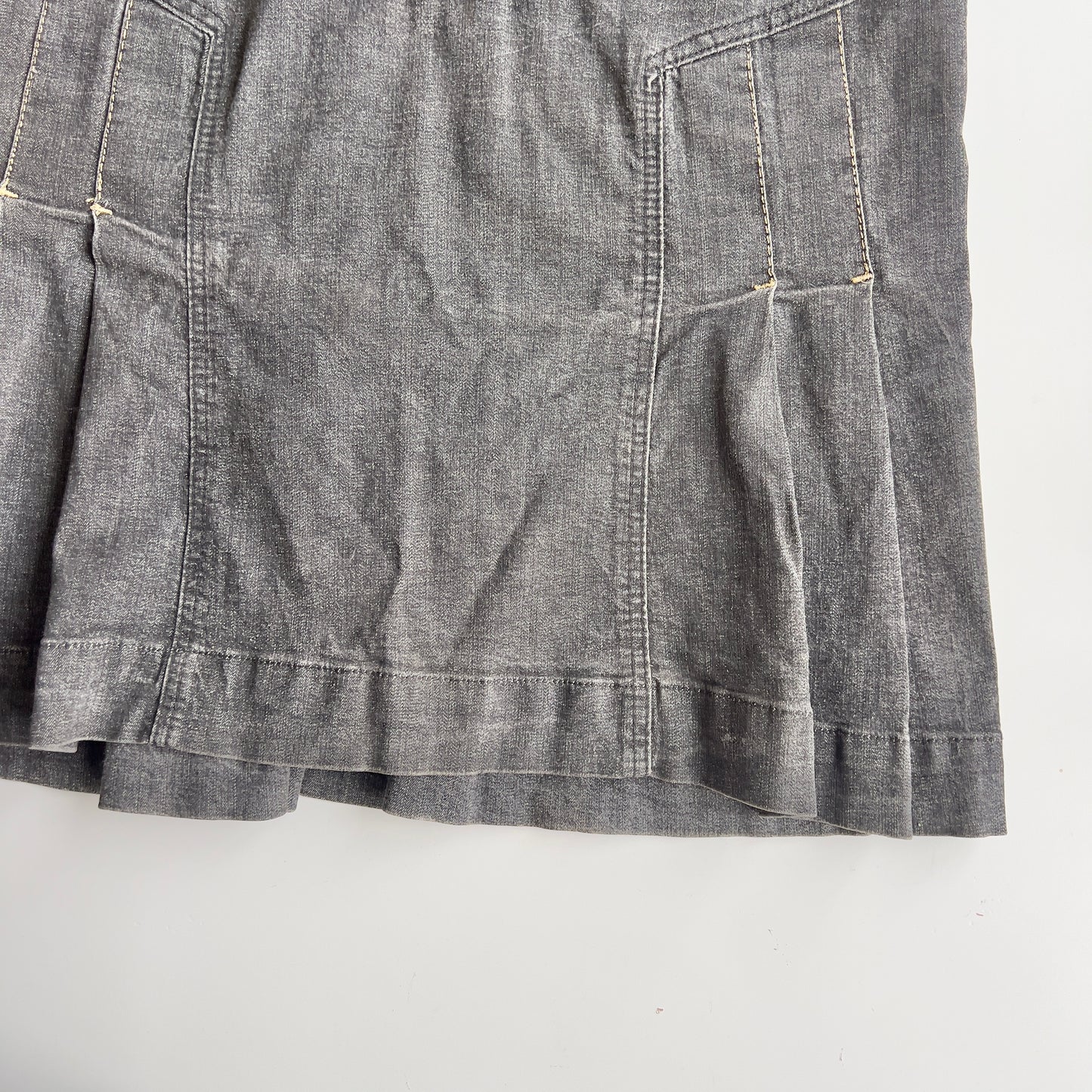 00s Denim Pleated Midi Skirt - Size L