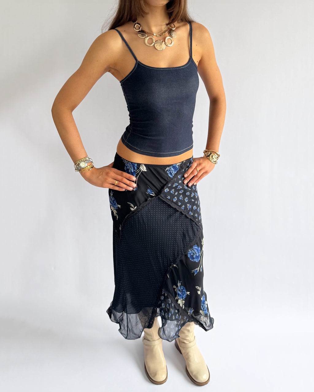 Floral Lace Midi Skirt - Size L