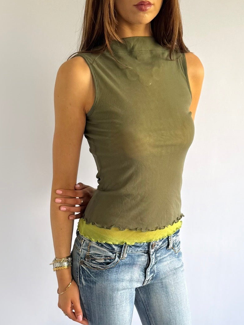 Mesh Boat Neck Top - Size M