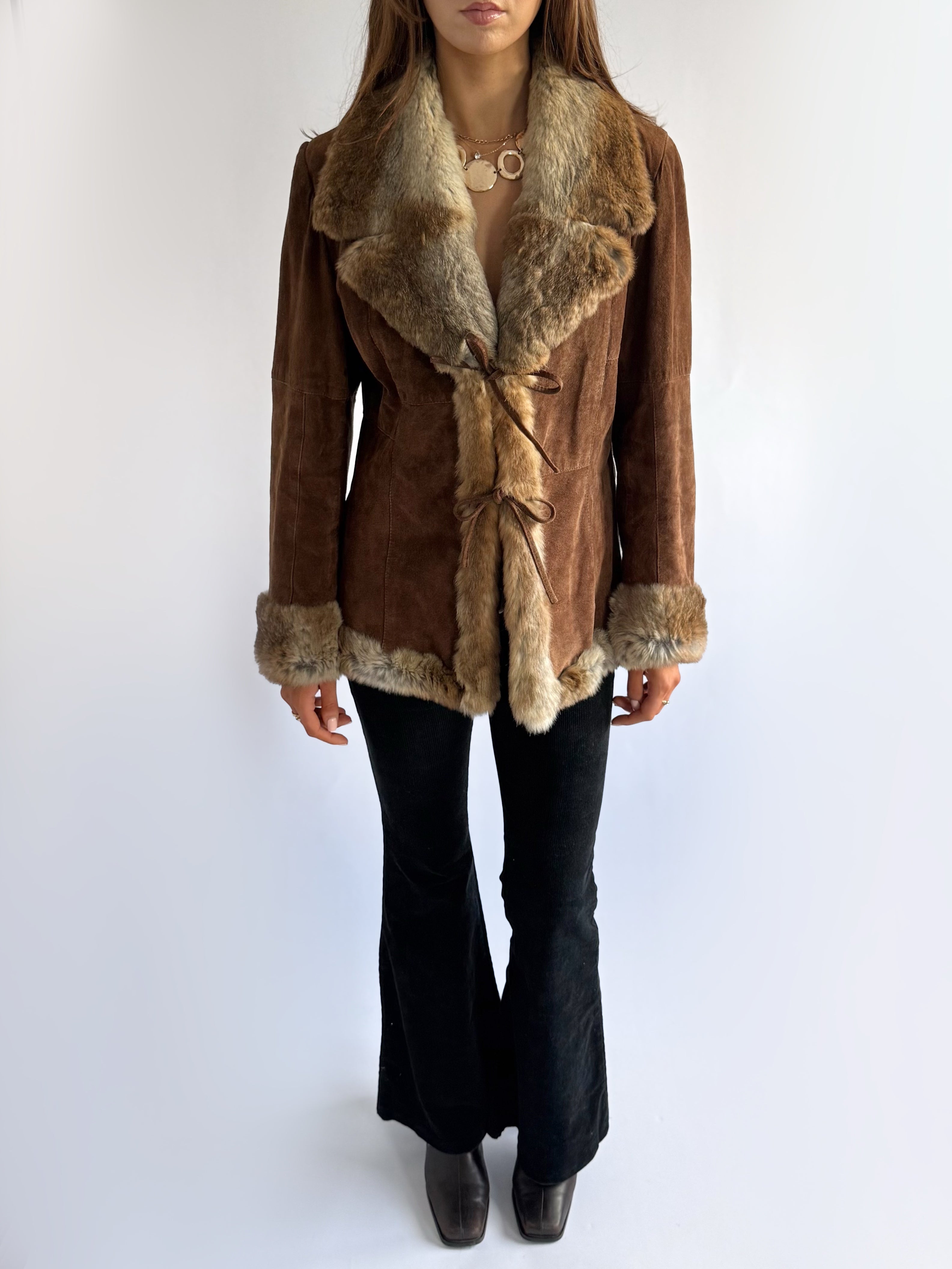 Genuine Suede & Fur Jacket - Size XL