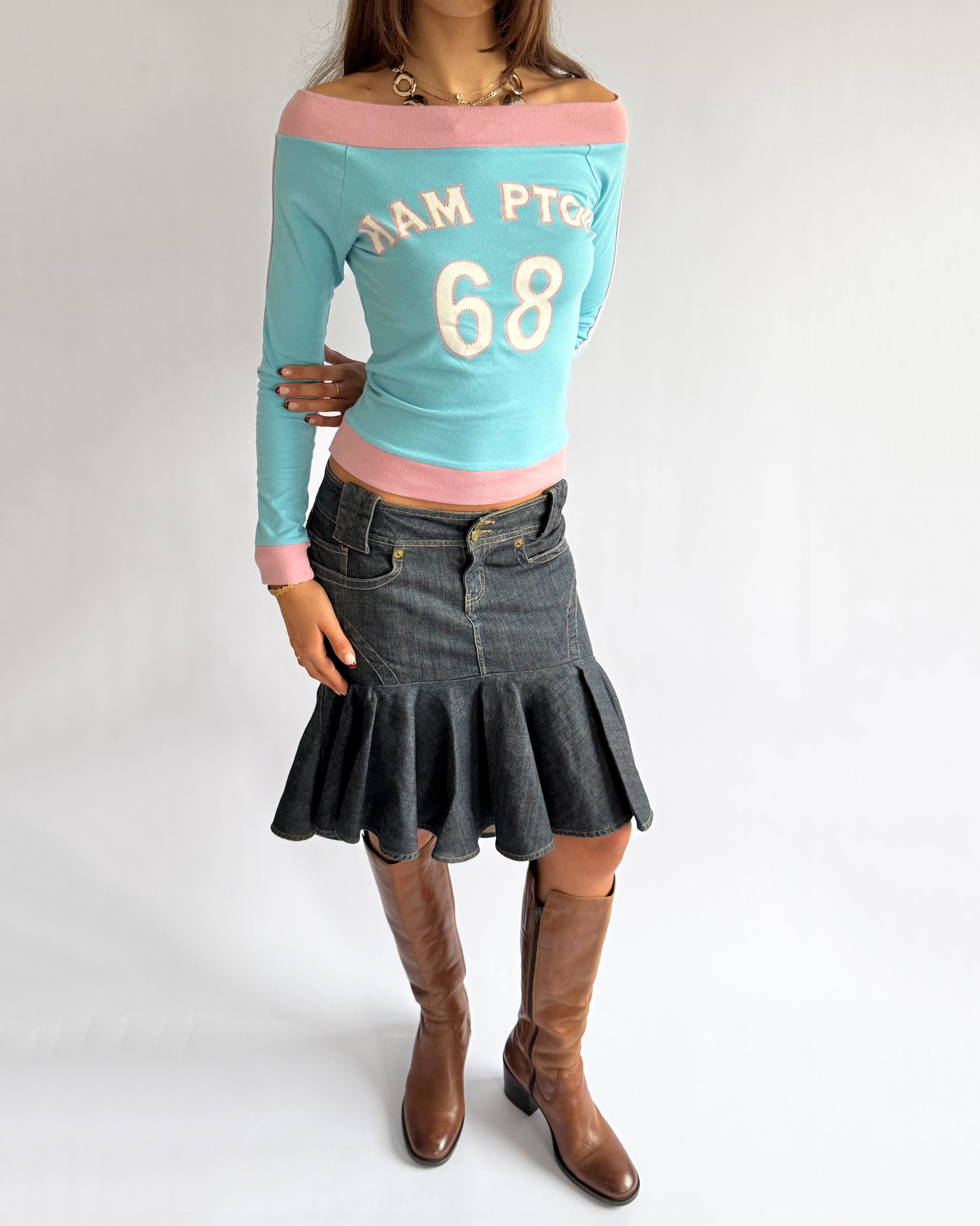 Denim Fishtail Midi Skirt - Size S