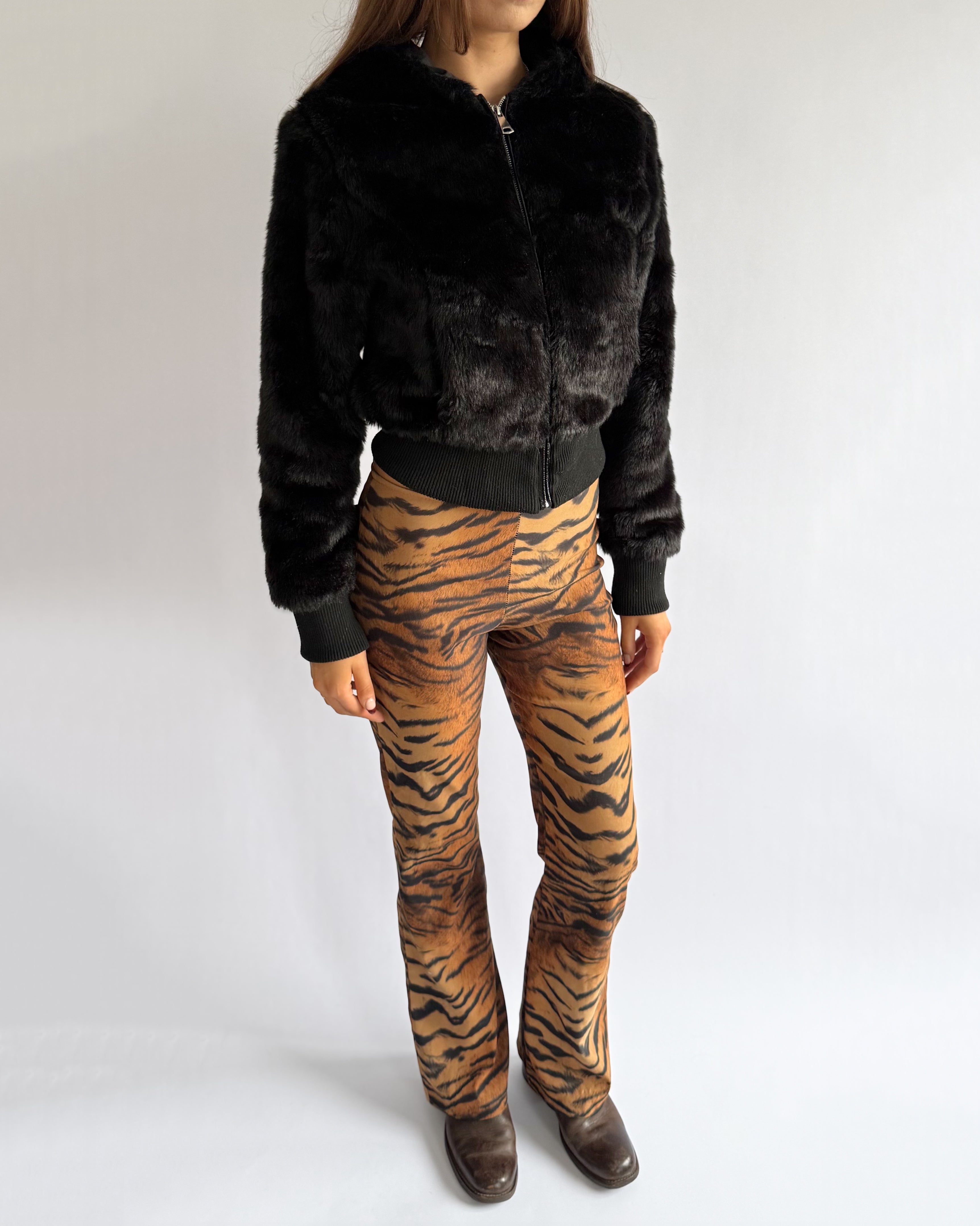 Faux Fur Zip Jacket - Size M