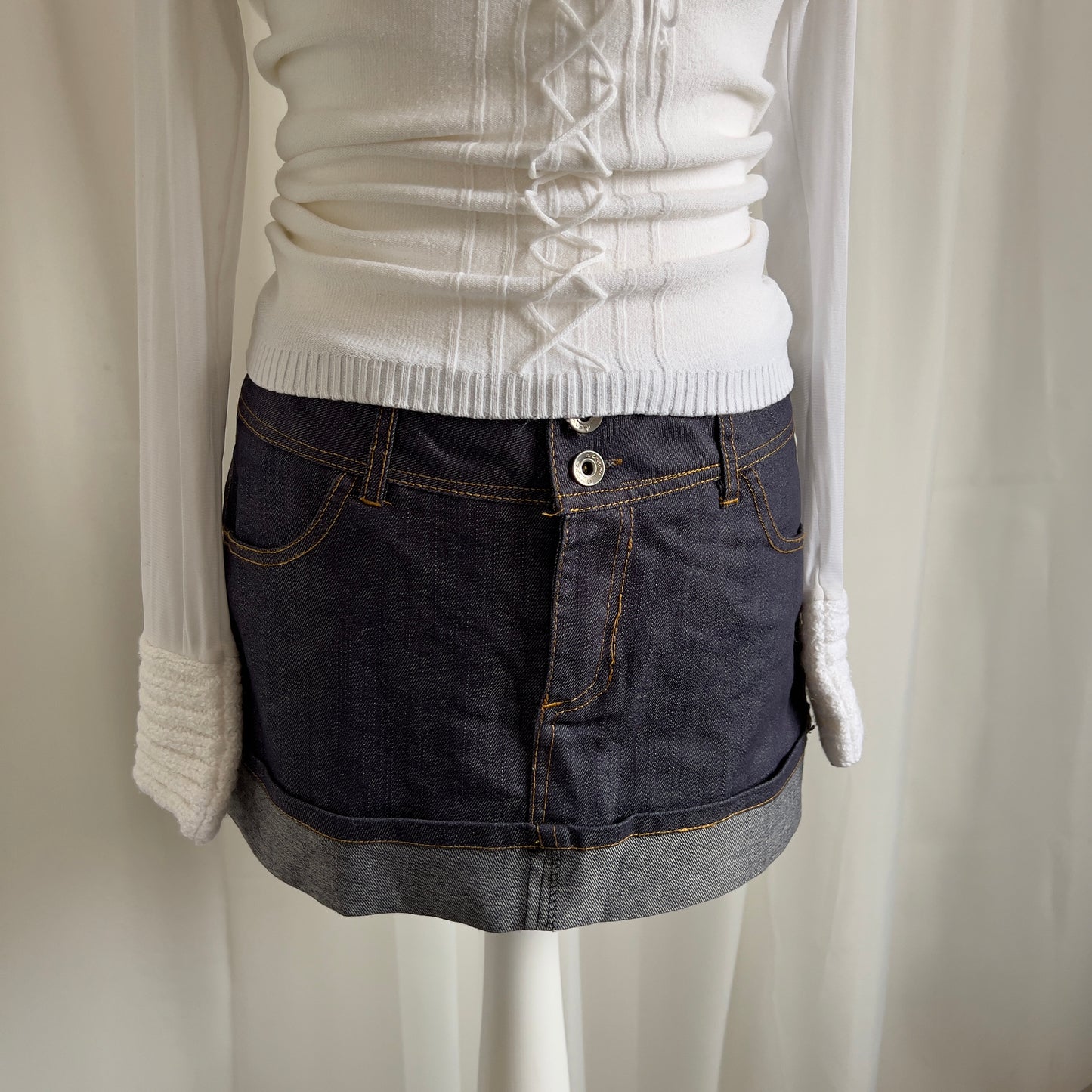 00s Denim Micro Mini Skirt - Size M