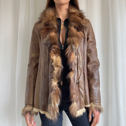 00s Genuine Leather & Fur Jacket - Size L