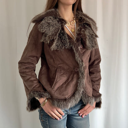 00s Faux Fur Afghan Jacket - Size XL