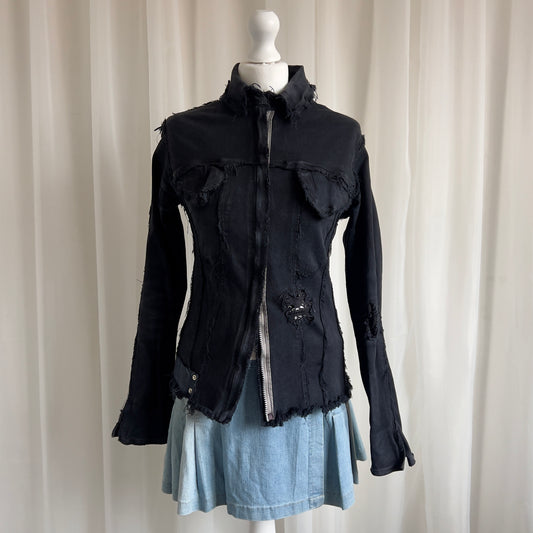 00s Denim Double Zip Up Jacket - Size M