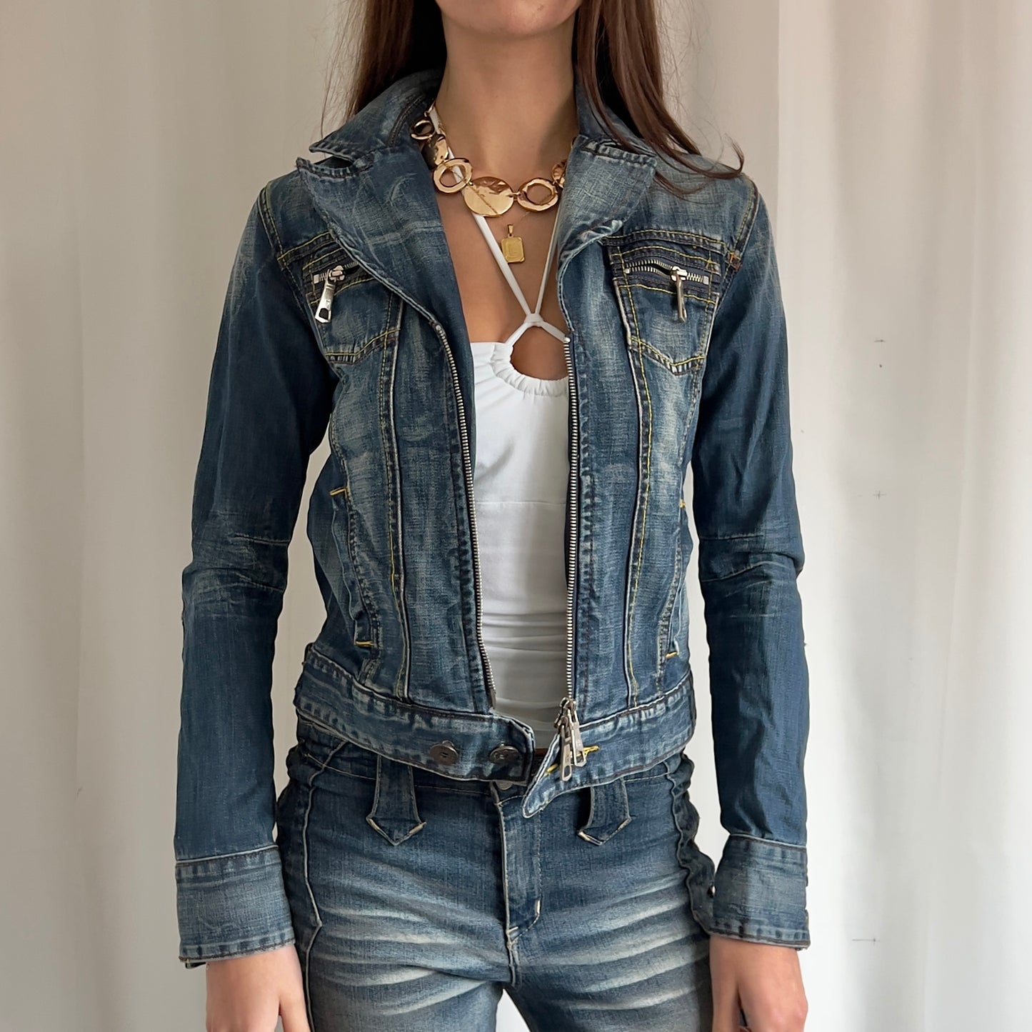 00s Denim Zip Up Jacket - Size S