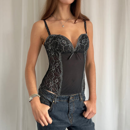 90s Lace Corset Cami Top - Size M