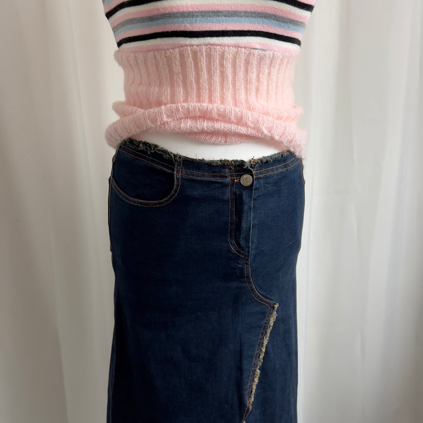 90s Denim Midi Skirt - Size S