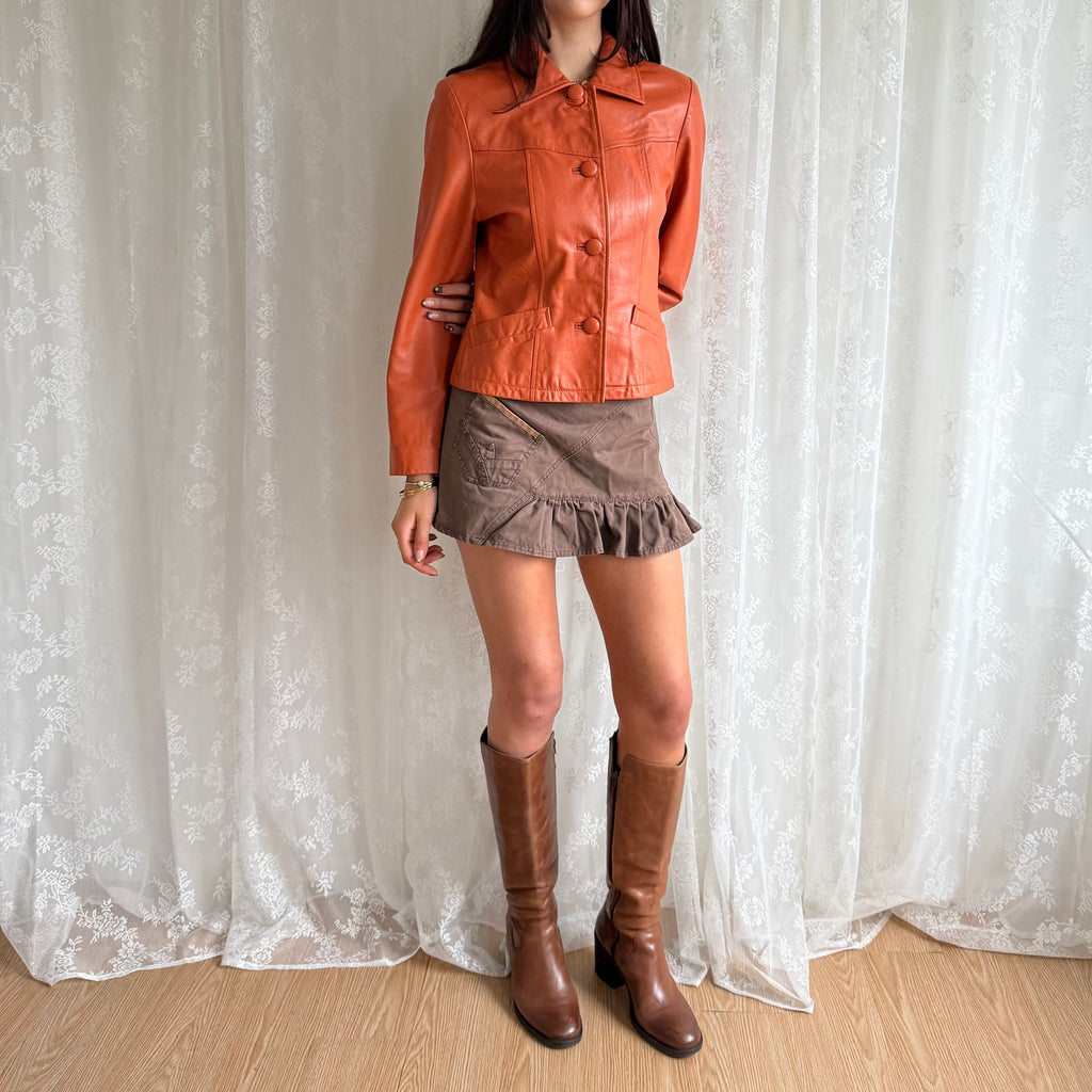 Denim Pleated Mini Skirt - Size XS