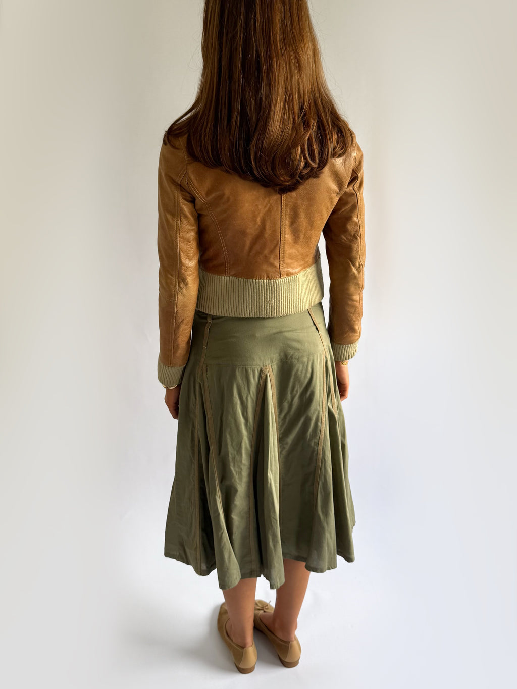 Genuine Leather Zip Jacket - Size M