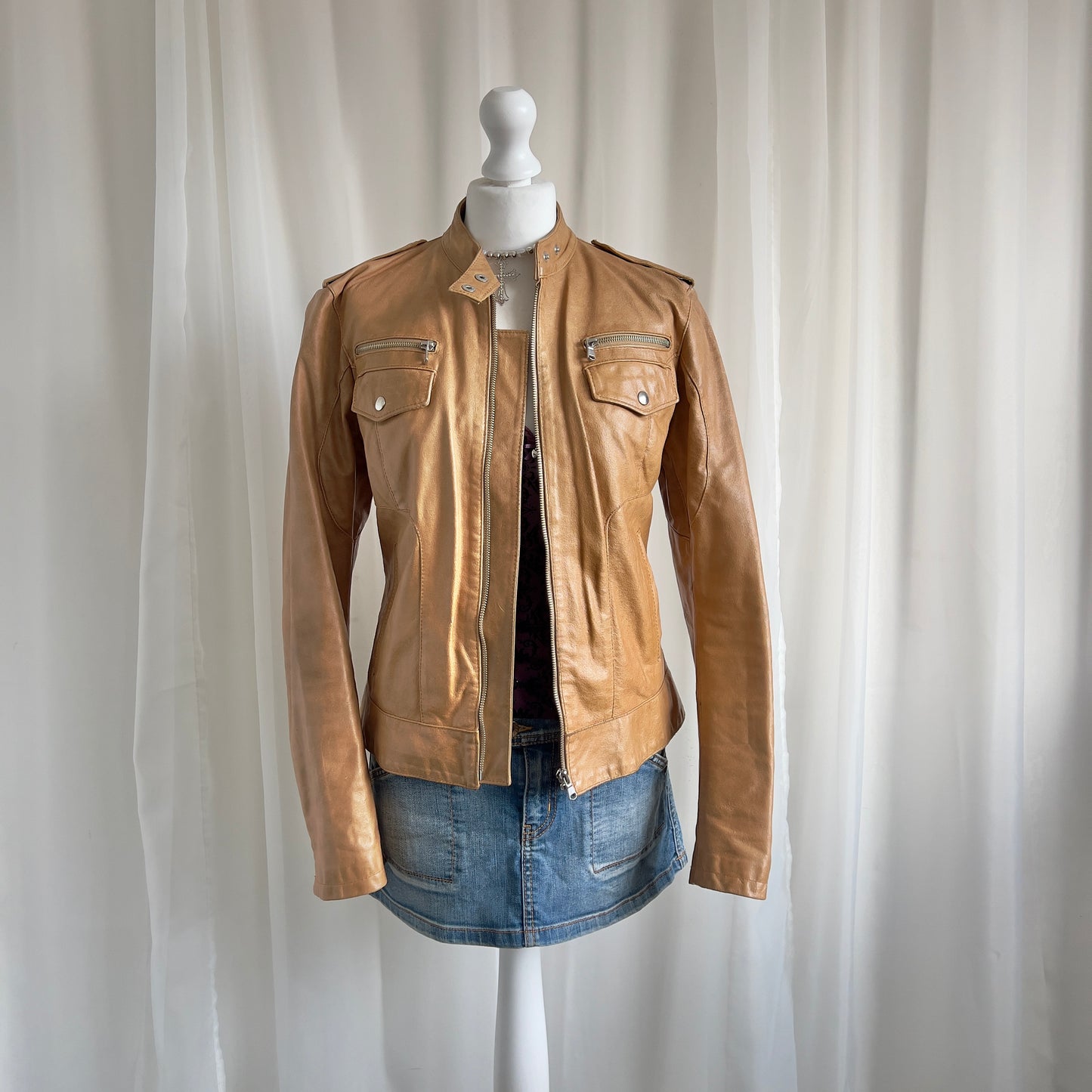 00s Genuine Leather Zip Jacket - Size L