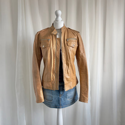 00s Genuine Leather Zip Jacket - Size L