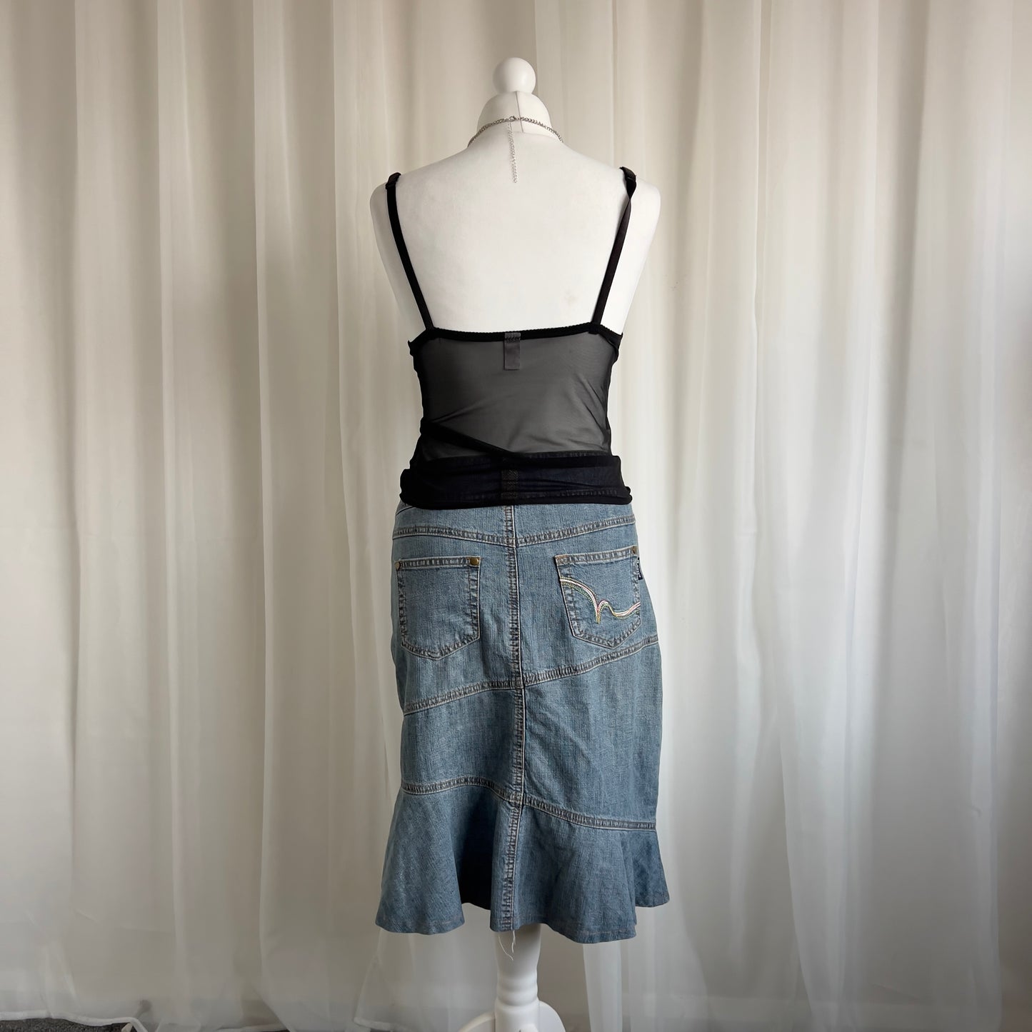 00s Denim Buckle Midi Skirt - Size S